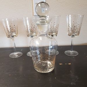 Fitz & Floyd Decanter and Wine Goblet Set